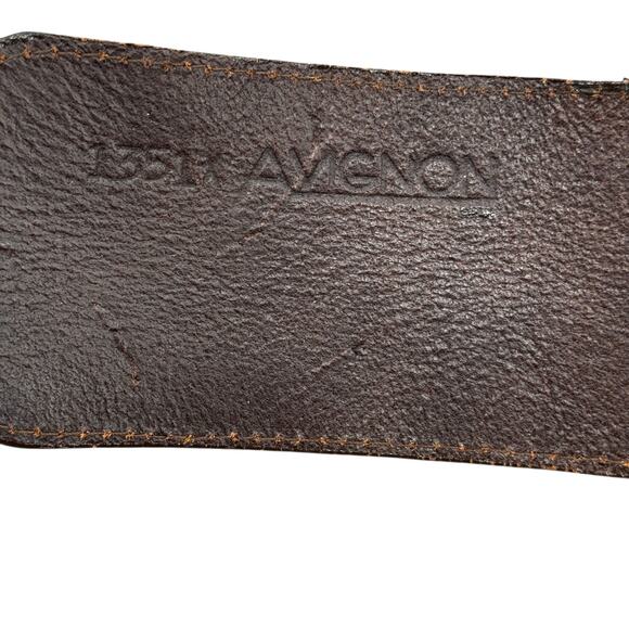 Avignon Leather Belt Vintage Womens L Brown Woven Wide Boho Festival Artisan 70s - Picture 8 of 11